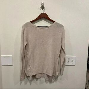 Sigrid Olsen linen blend beige sweater in size small classic preppy minimalist